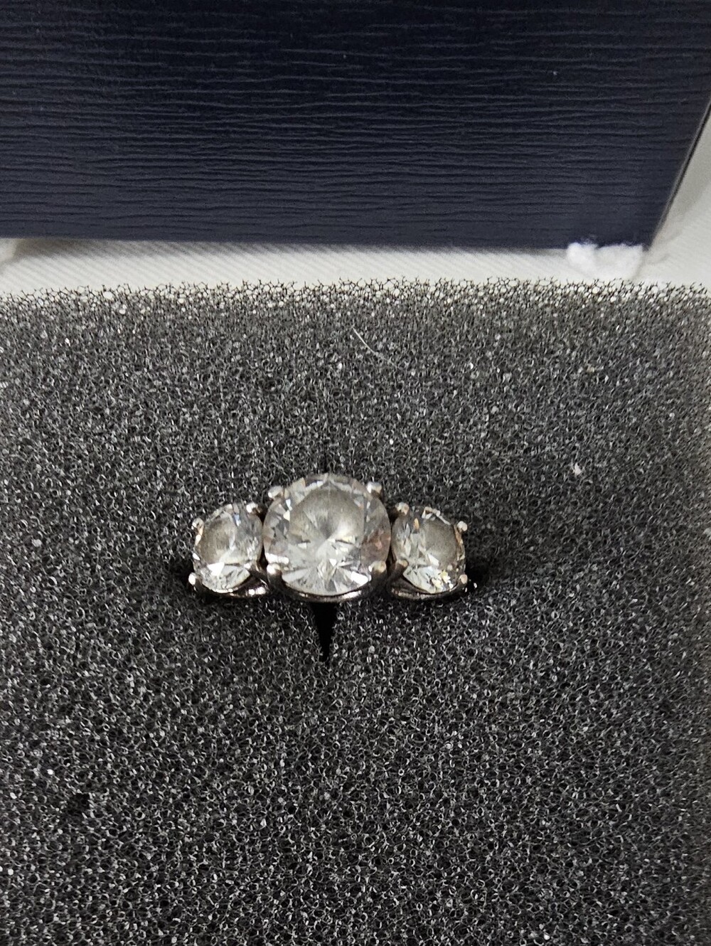Diamonique Three-Stone Sterling Silver Ring